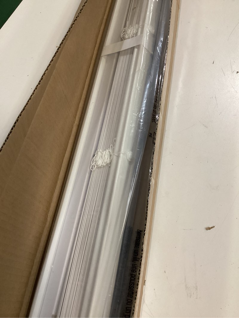 Condition photo showing Good Condition for no drill no tool 1" vinyl mini blinds, light filtering horizontal window blinds & shades, cordless blinds for windows, 41" w x 72" h, white white 41"w x 72"h
