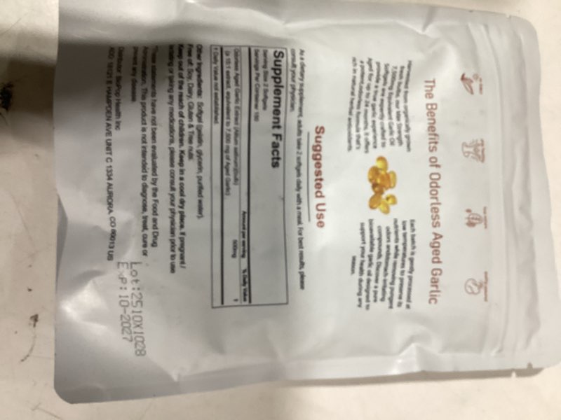 Condition photo showing New/Like New for aged garlic extract odorless softgels, 300 count, organic aged garlic extract capsules, aged for 2 years - for heart & immune support, antioxidant supplements 1
