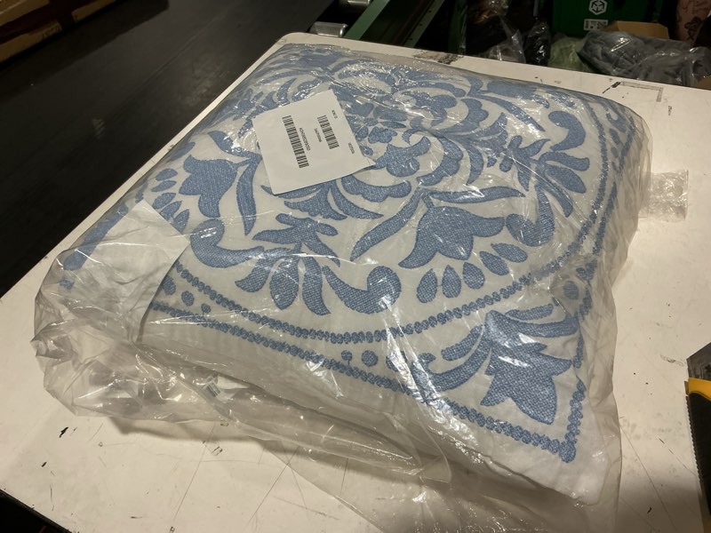 Condition photo showing New/Like New for laura ashley home - throw pillow with envelope closure, elegant home decor for bed or sofa (mila blue, 18" x 18") mila blue 18 x 18-inch