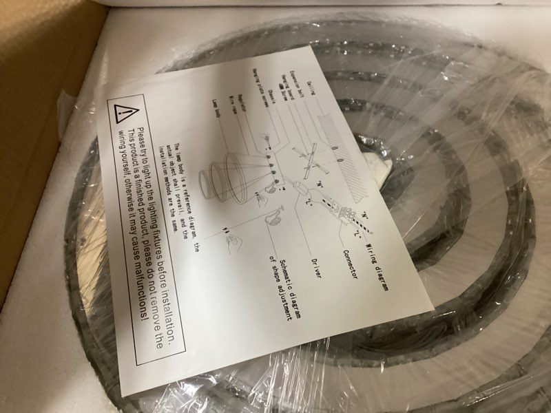 Condition photo showing As Is for Crystal Chandeliers Modern LED Rings Pendant Light Adjustable Stainless Steel Ceiling Light Fixture for Living Room Dining Room Bedroom (Cool White)