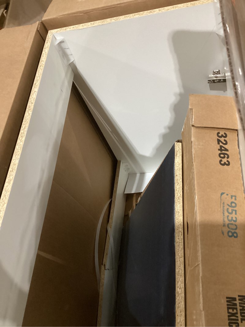Condition photo showing Good Condition for 100+ bought last week project source dover 30-in navy blue single sink bathroom vanity with white cultured marble top