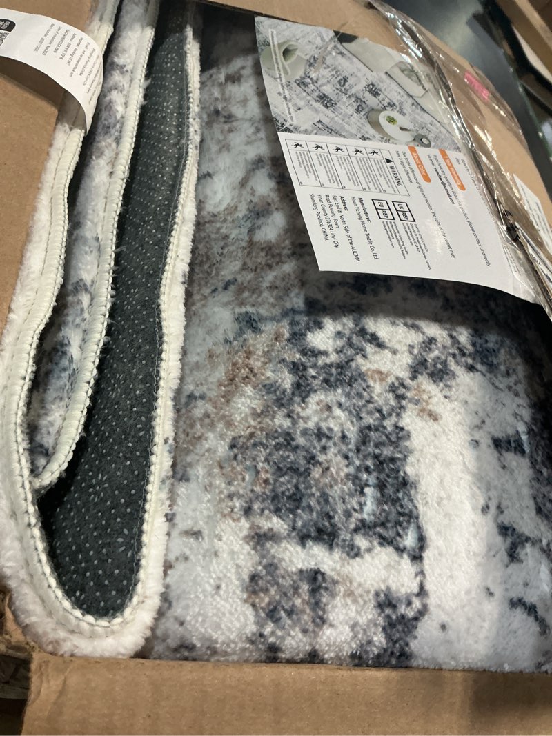 Condition photo showing As Is for vintage living room area rug 5x7 - large soft washable oriental traditional distressed farmhouse rugs for bedroom - indoor floor accent carpet for home office house decor - beige beige 5' x 7' (rectangular)