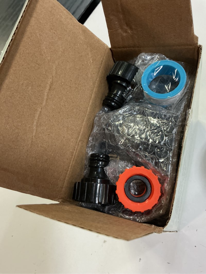 Condition photo showing New/Like New for sprinkler timer for garden hose with auto rain delay, 2 zone water timer with 3.3“ large lcd, ip54 waterproof drip irrigation system watering timers for plant, yard, lawns, outdoor