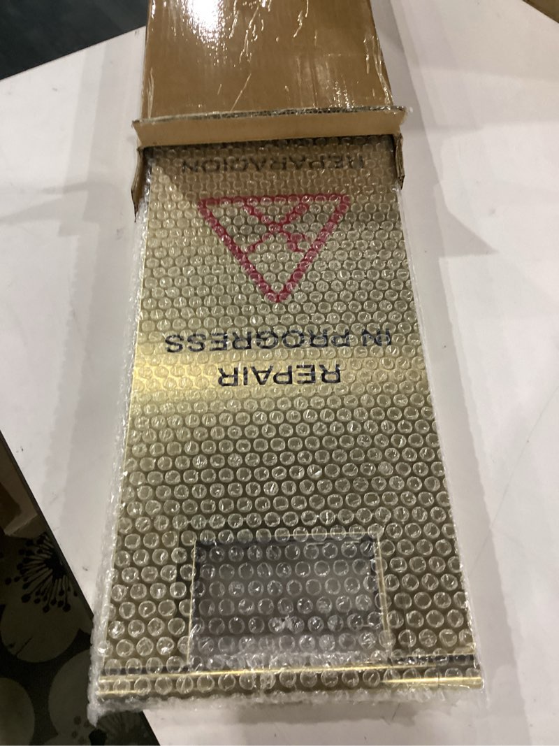 Condition photo showing Good Condition for 2 pcs maintenance work in progress floor sign , 24 inch stainless steel repair in progress sign double sided foldable bilingual commercial safety warning for hotel market restroom restaurant office (gold)