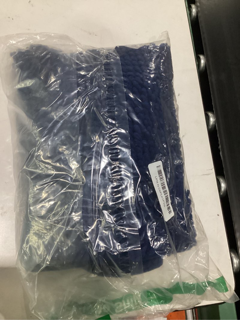 Condition photo showing Good Condition for olanly dog door mat for muddy paws 30x20, absorbs moisture and dirt, absorbent non-slip washable doormat, quick dry chenille mud mat for dogs, entry indoor entryway carpet for inside floor, navy blue navy blue solid 30" x 20"