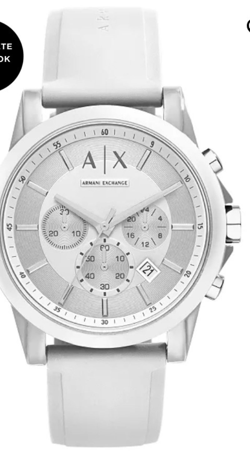 Armani Exchange A?X Men's Chronograph White Silicone Watch (Model: A|X1325)