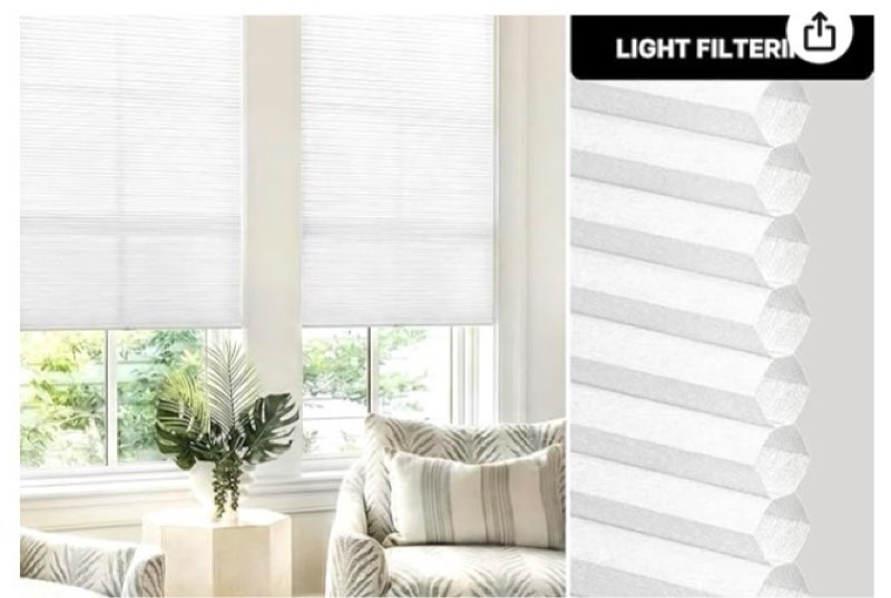 cordless cellular shade light filtering color: white 32x50 inch