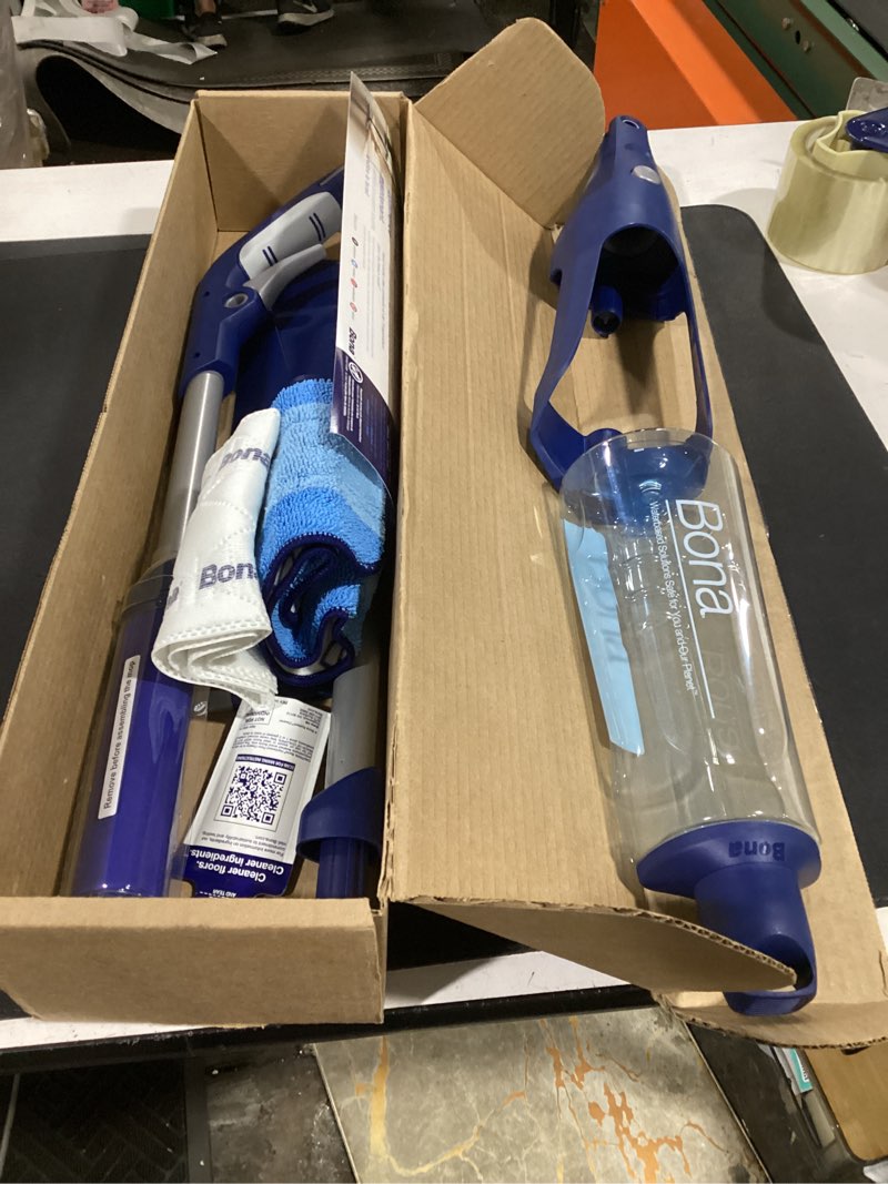 Condition photo showing Good Condition for bona hardwood floor premium spray mop - includes wood floor cleaning concentrate and machine washable microfiber cleaning pad - dual zone cleaning design for faster cleanup hardwood - concentrate