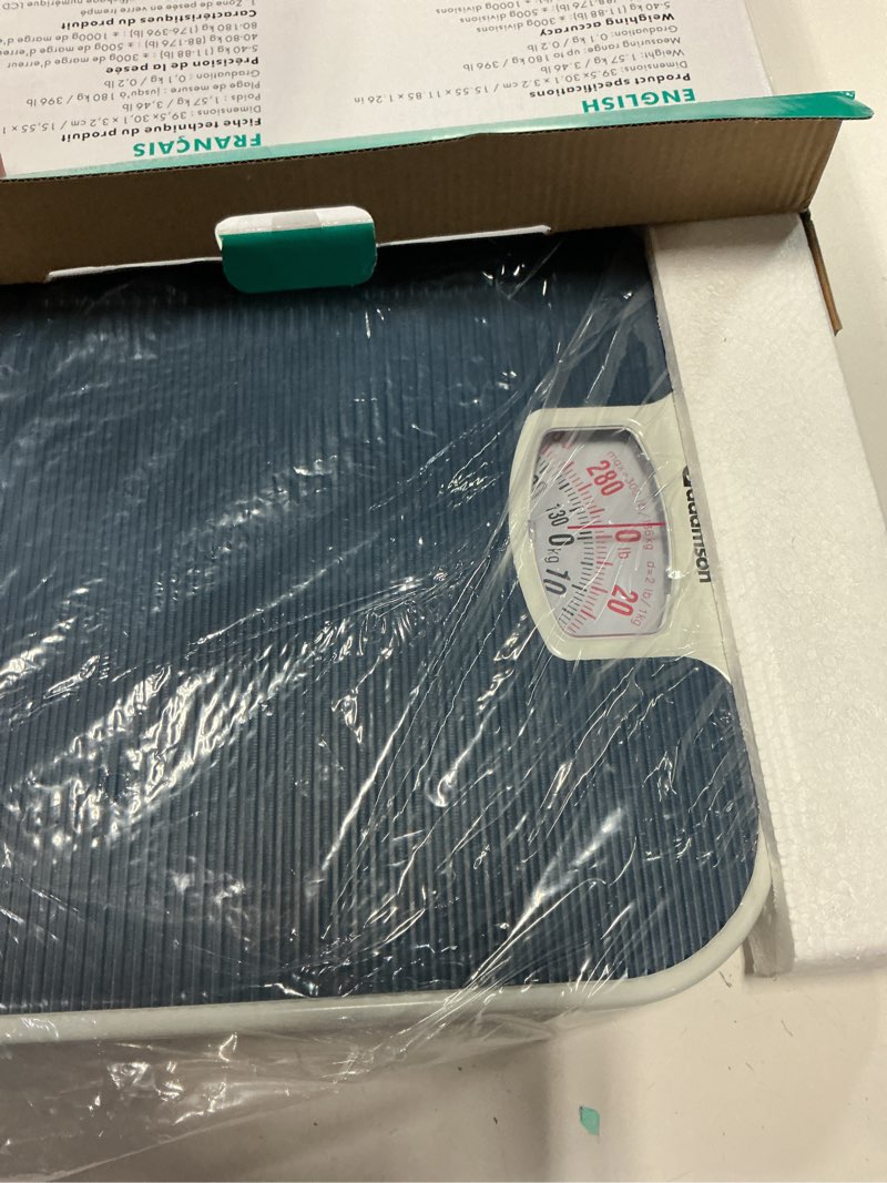 Condition photo showing Good Condition for adamson hybrid 2-in-1 analog & digital weighing scale for body weight up to 400lbs - thick tempered glass - extra large display - easy to read digital bathroom scale - new lb blue