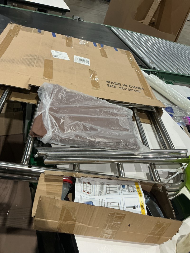 Condition photo showing As Is for basket truck, commercial laundry cart, with silent casters, rolling laundry hamper linen car with removable bags, stainless steel frame, brown