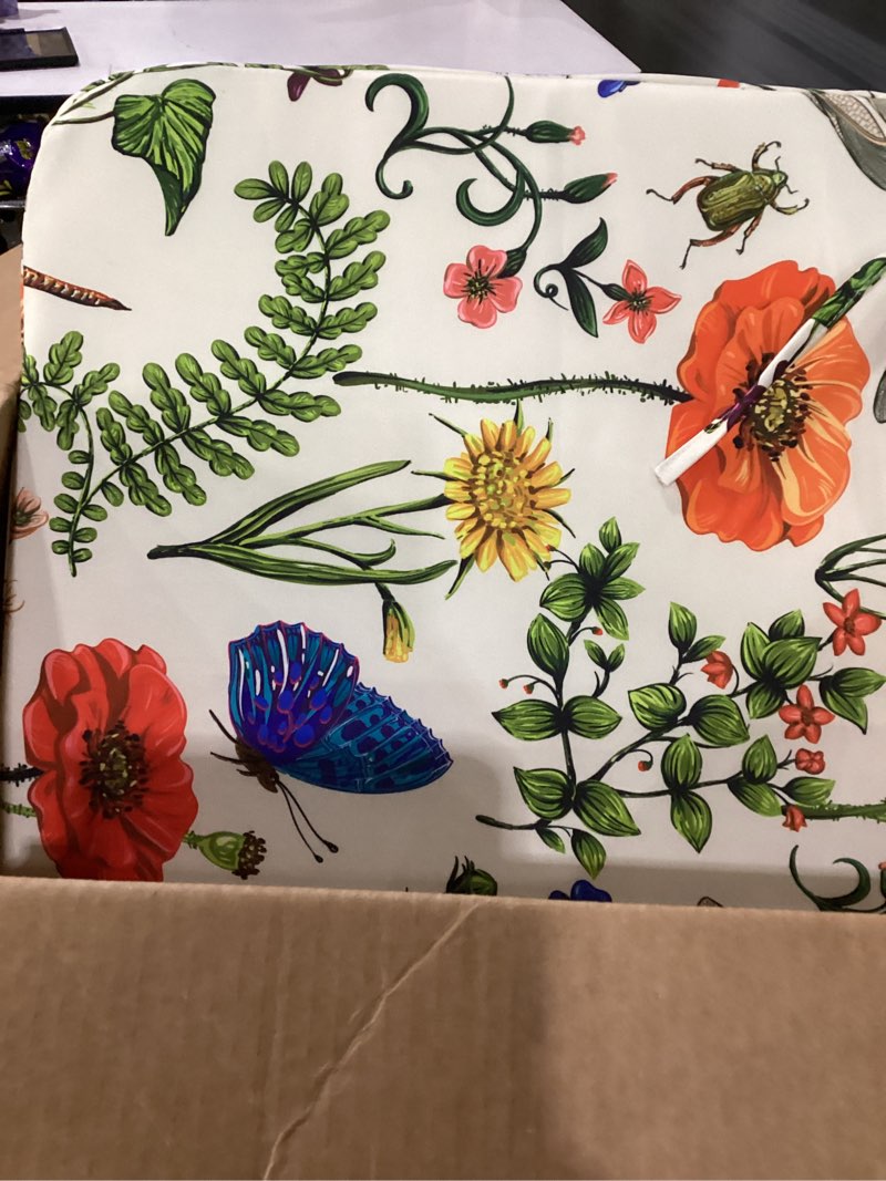 Condition photo showing As Is for all smiles outdoor chair cushions for patio furniture set of 22x22 lawn cushions deep seat uv waterproof resistant with removable cover garden flowers farmhouse decorative for seat yard garden deck garden flower 22x22x3 inch