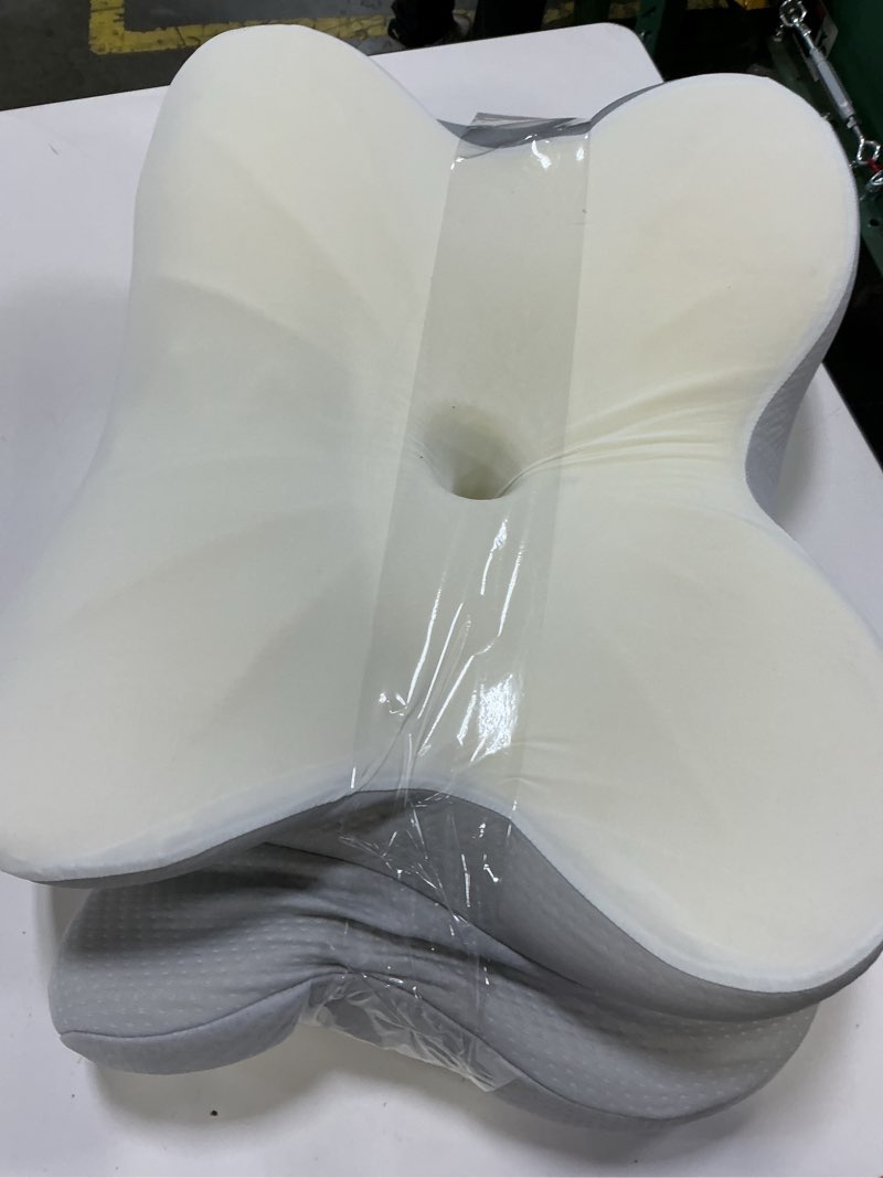 Condition photo showing As Is for Cervical Neck Pillow, Ergonomic Memory Foam Pillows for Neck Pain Relief with Breathable Pillowcase, Adjustable Contour Neck Support Pillow for Side Back Stomach Sleepers, Odorless Milk White