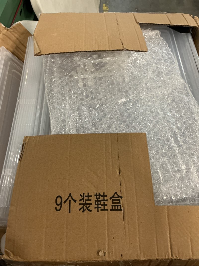 Condition photo showing Good Condition for 7 code large clear shoe boxes organizer?thicker material? stronger shoe box with magnetic door, stackable shoe storage box for closet, foldable space-saving storage bins shoe cabinet, white 9 pack white 9 pcs