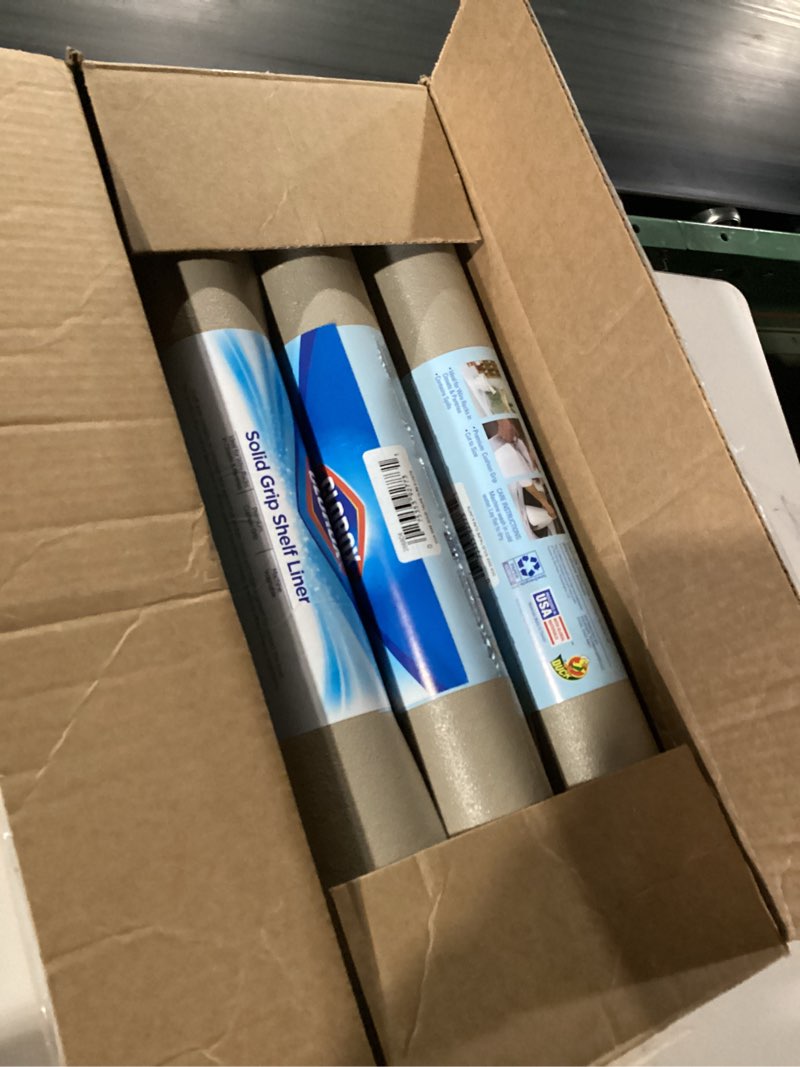 Condition photo showing New/Like New for easyliner with clorox solid grip shelf liner - easy to cut & install for closet, pantry, wire shelves, kitchen cabinets - non adhesive non slip shelf liner - 20\" x 6 ft. - 6 roll project pack - tan 20-inch x 6 feet x 6 rolls white