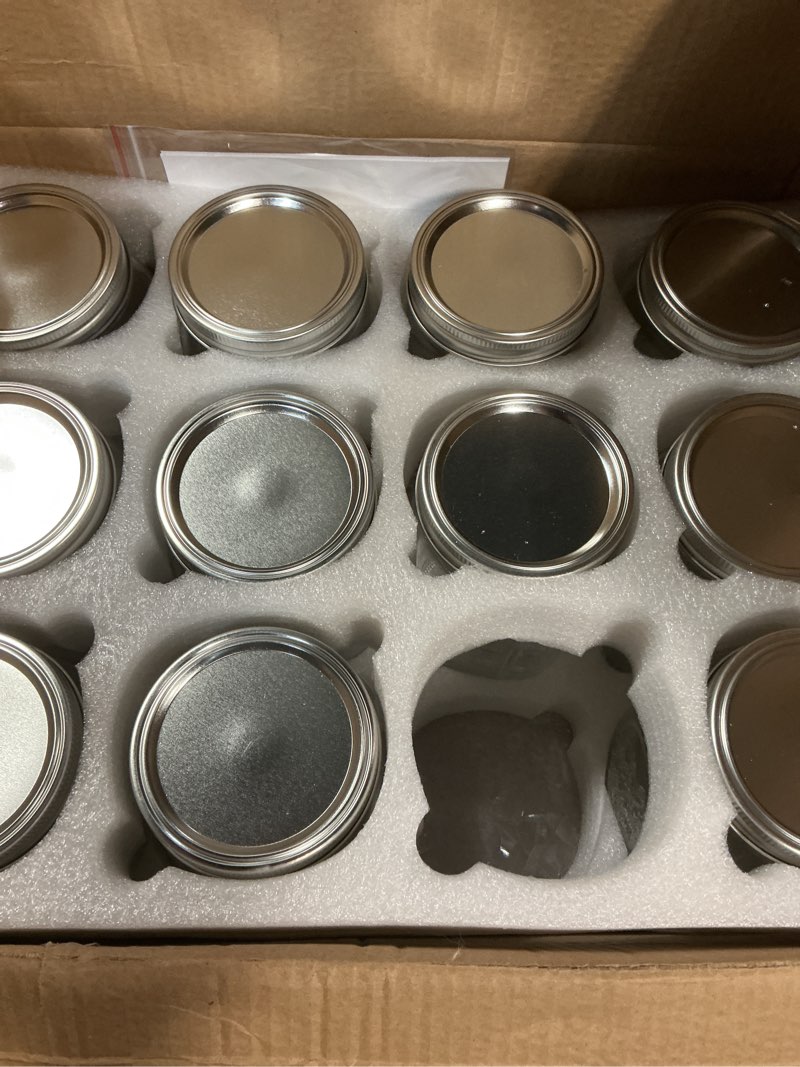 Condition photo showing As Is for mason jars 32 oz,12 pack large wide mouth mason jar with airtight lids and bands|quart glass canning jars for pickling, fermenting and food storage microwave&dishwasher safe (12pack) (missing 1 jar)(caution broken glass in box)