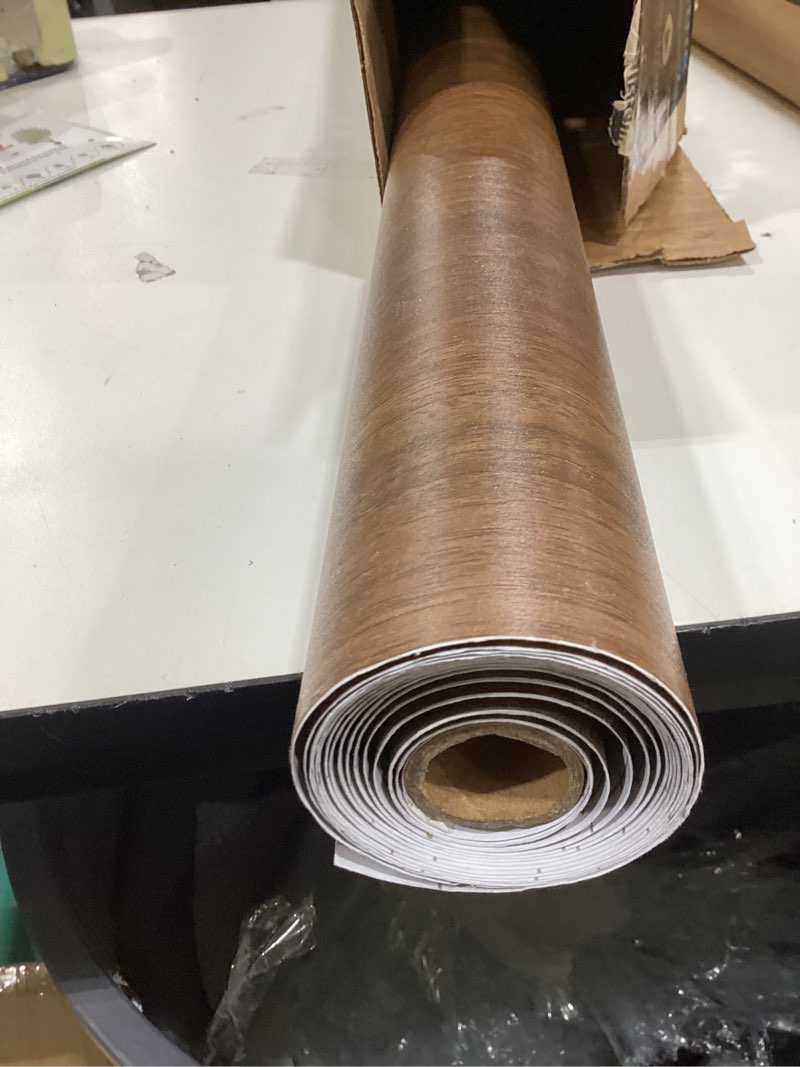 Condition photo showing Good Condition for Large Walnut Wood Contact Paper 48x118 inch Peel and Stick Wood Grain Wallpaper Self-Adhesive Wooden Look Decorative Wallpaper Removable Countertop Vinyl Wrap for Drawer Liner Cabinets Walls 48" x 118"