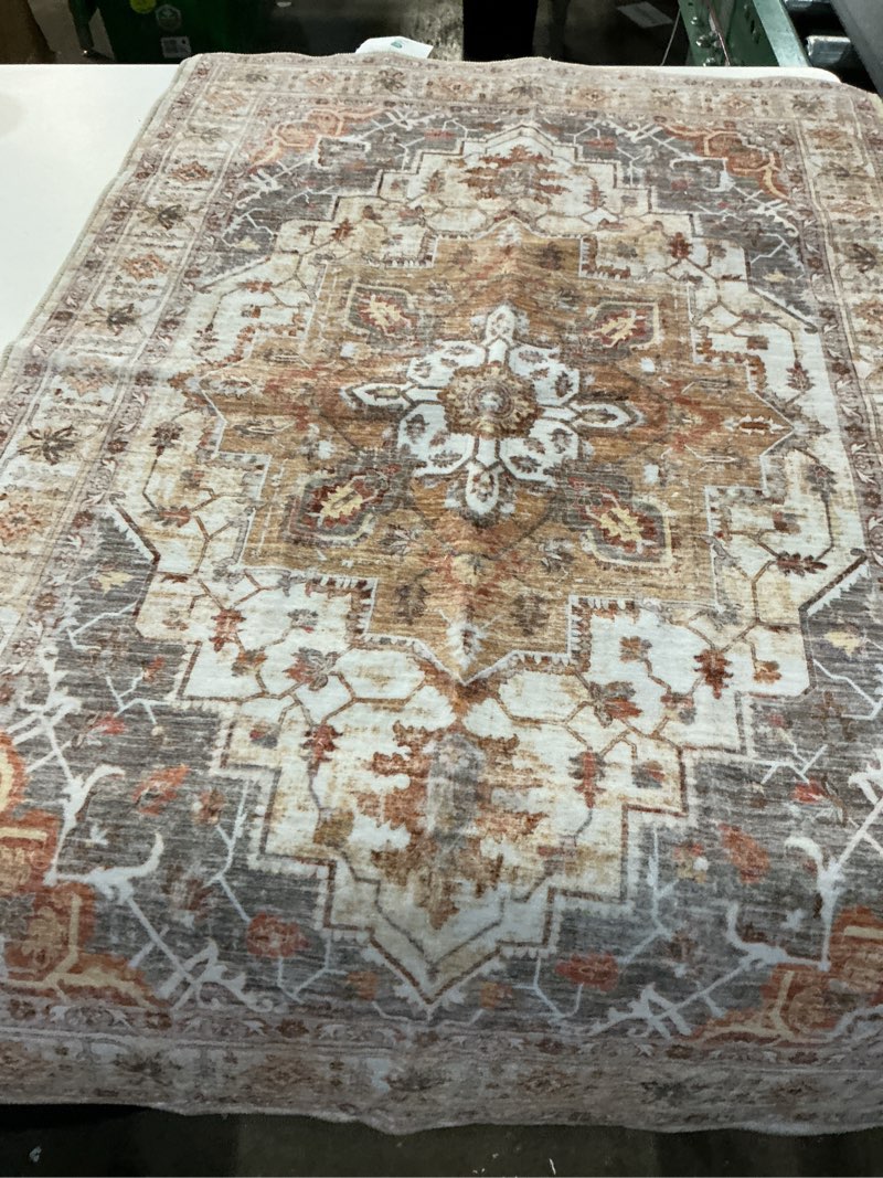 Condition photo showing Good Condition for uermei 2'//x3' //washable area rugs for entryway, modern and vintage non slip carpet, low pile indoor rug for bathroom home decor carpets, beige brown