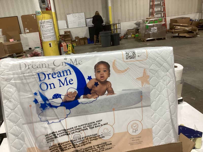 Condition photo showing Good Condition for Dream On Me Sunset 3” Extra Firm Mini/Portable Crib Mattress, Fiber Core, Greenguard Gold & JPMA Certified, Fits Mini & Portable Cribs, Waterproof Vinyl Cover, 10-Year Limited Warranty White
