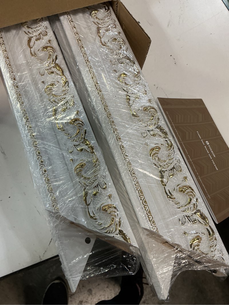 Condition photo showing Good Condition for ornate frame for 16x24 canvas art prints oil paintings, 3” wide diy wood canvas frame for landscape portrait fine art, no backboard & cover, white open back picture frame for home office decor 16x24" white