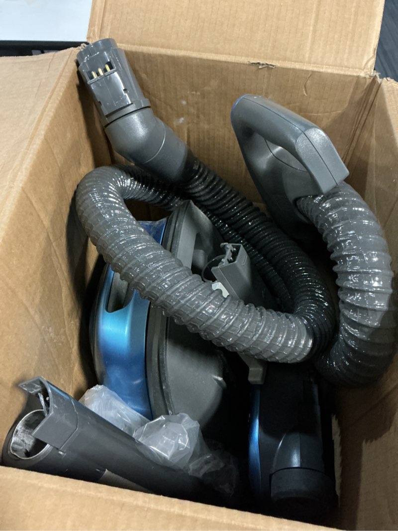 Condition photo showing As Is for kenmore bc3005 pet friendly lightweight bagged canister vacuum cleaner with extended telescoping wand, hepa, 2 motors, retractable cord, and 4 cleaning tools, blue