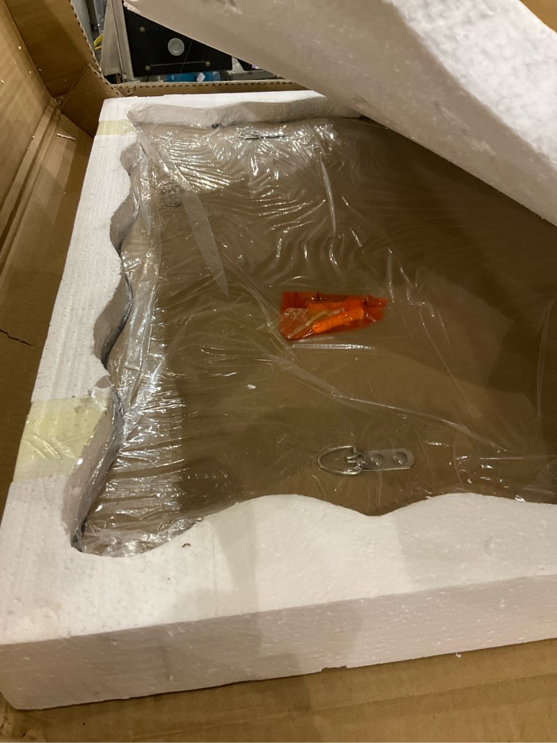 Condition photo showing Good Condition for KOHROS Wavy Wall Mirror Frameless Bathroom Mirrors for Over Sink 18” x 24" Beveled Edge Mirror for Vanity and Entryway Hang Horizontally or Vertical Wavy 18"L x 24"W