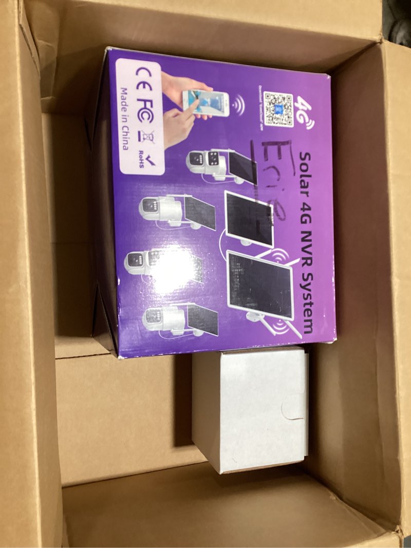 Condition photo showing As Is for (untested)4g lte cellular solar security camera wireless outdoor, no wifi solar powered cameras, 4mp ptz 360° view, motion tracking, color night vision, ai detection, built-in esim (no sim card needed)