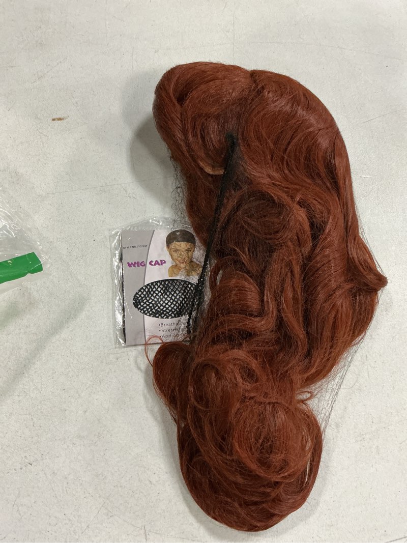 Condition photo showing Good Condition for yuehong long ginger wavy women big bouffant wig beehive 60s 70s wig | heat resistant synthetic fibers fluffy durable breathable costume hair ginger beehive wig