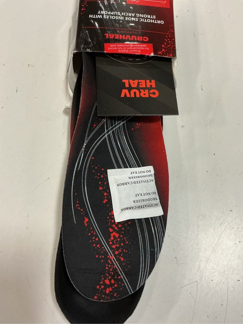 Condition photo showing Good Condition for cruvheal 220+ lbs plantar fasciitis high arch support insoles men women - orthotic shoe inserts - boot work shoe insole (l, black) l(men 11-12.5/women 12-13.5) black