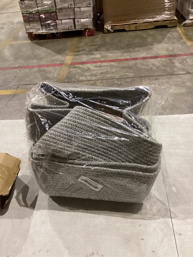 Condition photo showing Good Condition for Small Storage Baskets for Organizing | Closet Organizer Bins | Shelf Toy Basket | Woven Rope Baskets | Cube Decorative Box | Shallow Basket | 13x8.5x5.1” | 4 Packs Mixed Grey 4pcs-L13xW8.5xH5.1" Grey