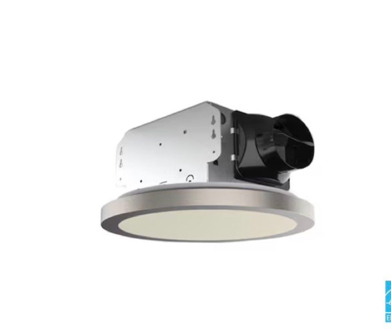 utilitech magnetic led fan 1.5-sone 90-cfm nickel, black, and gold decorative lighted bathroom ventilator fan (energy star certified)