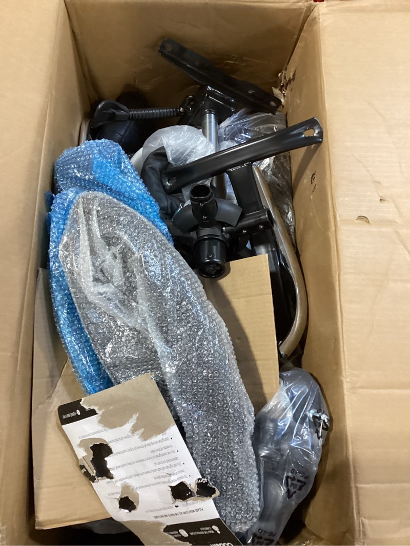 Condition photo showing As Is for COLAMY Office Chair with Retractable Footrest, Ergonomic High Back Design Executive Computer Desk Chair with Removable Lumbar Pillow, 90-135°Reclining, Thick Bonded Leather for Home Office Work, Black