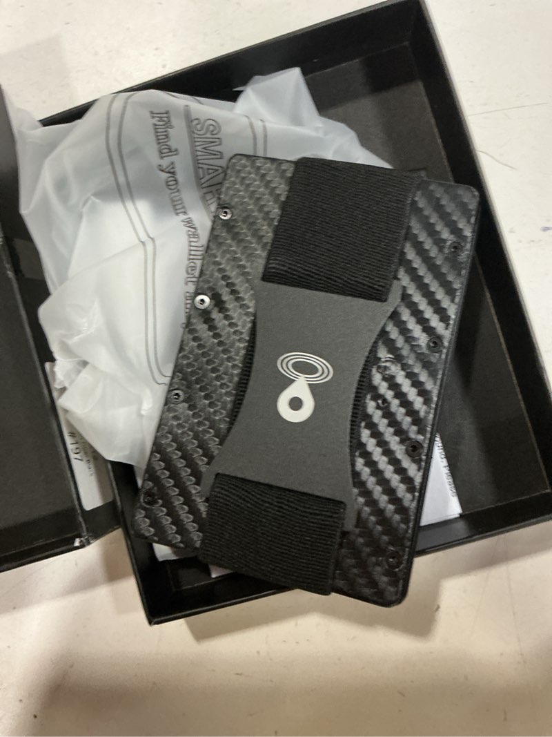 Condition photo showing New/Like New for trackable thin card wallet for men - leather bluetooth anti-lost smart wallet with metal money clip 