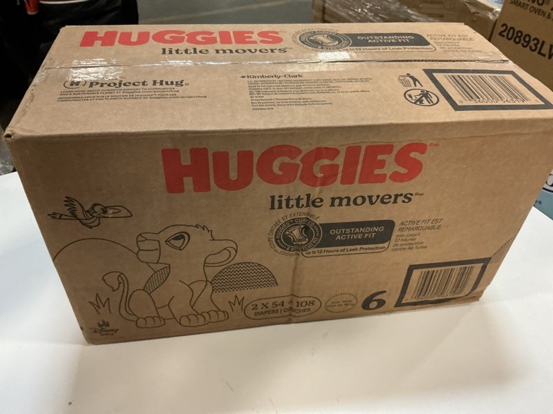Condition photo showing New/Like New for Huggies Size 6 Diapers, Little Movers Baby Diapers, Size 6 (35+ lbs), 108 Count (2 Packs of 54), Packaging May Vary Size 6 108