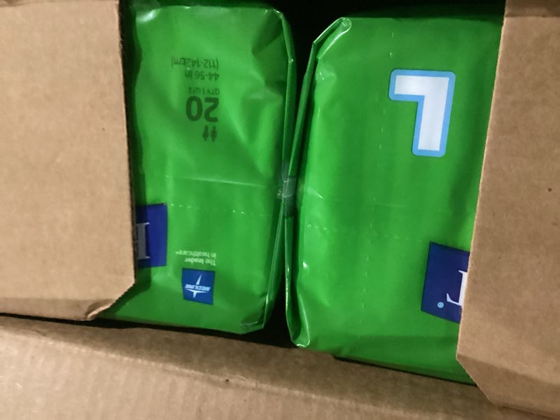 Condition photo showing New/Like New for fitright optifit extra+ adult diapers with leak stop guards, disposable incontinence briefs with tabs, moderate absorbency, large, 44"-56", 20 count (pack of 4)