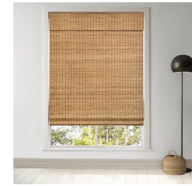 LazBlinds Cordless Blackout Bamboo Roman Shades, Room Darkening Blinds for Interior Windows, Thermal