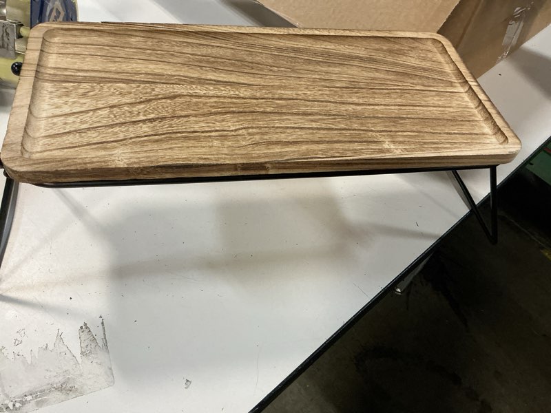 Condition photo showing As Is for 6 set tier wooden cupcake stand serving tray, fodiens acacia wood dessert table display 6 set with foldable iron frame, decorative tiered charcuterie boards serving trays platters for party entertaining