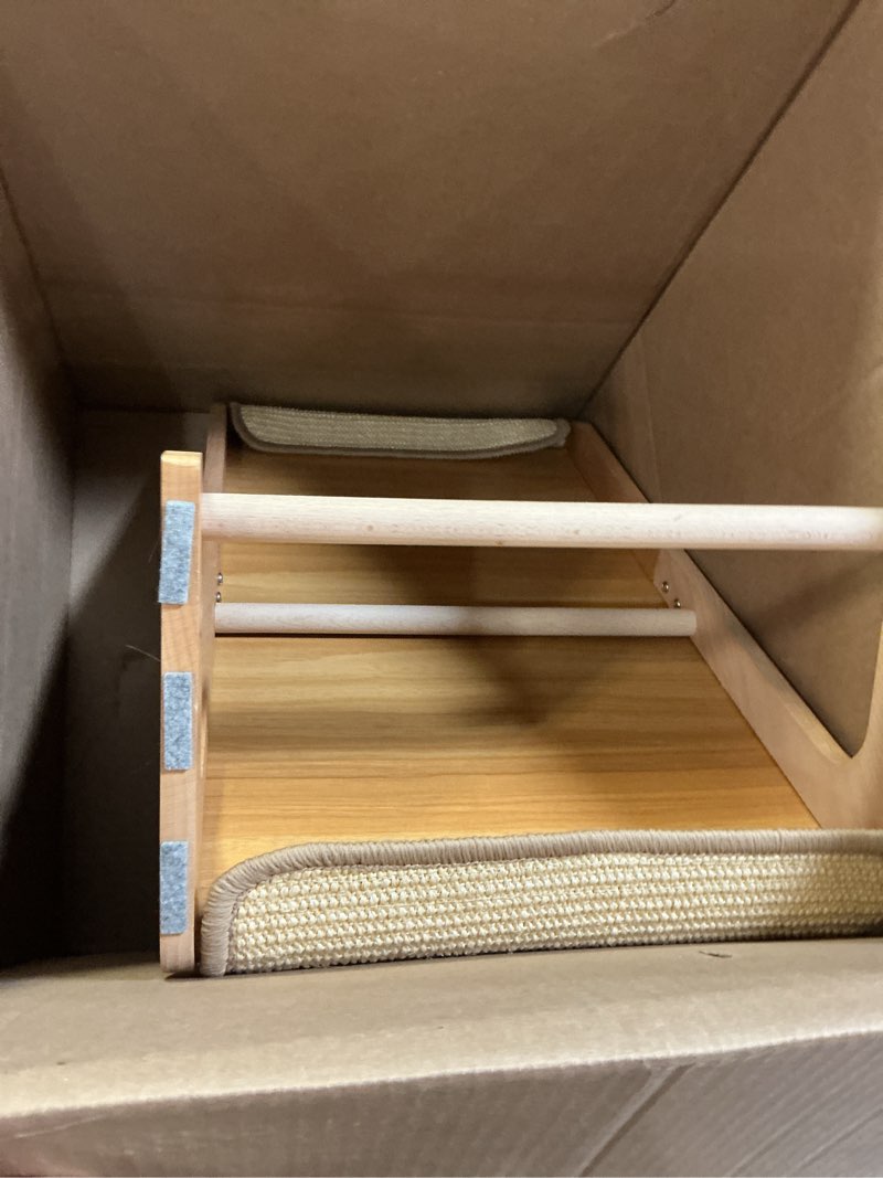 Condition photo showing As Is for CHEERHOME PETS Sisal Cat Scratcher Ramp for Indoor Cats, 24.8" L Shape Scratching Post Climbing Vertical Cat Scratch Pad, Solid Wooden Cat Furniture(Medium)