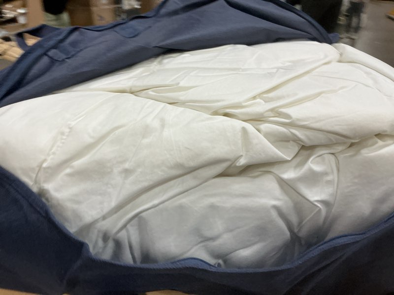 Condition photo showing New/Like New for serta goose feather down fiber cotton comforter queen size - 100% cotton duvet insert - hotel luxury hypoallergenic bedding comforter light warmth 90 x 90 inch white full/queen light warmth