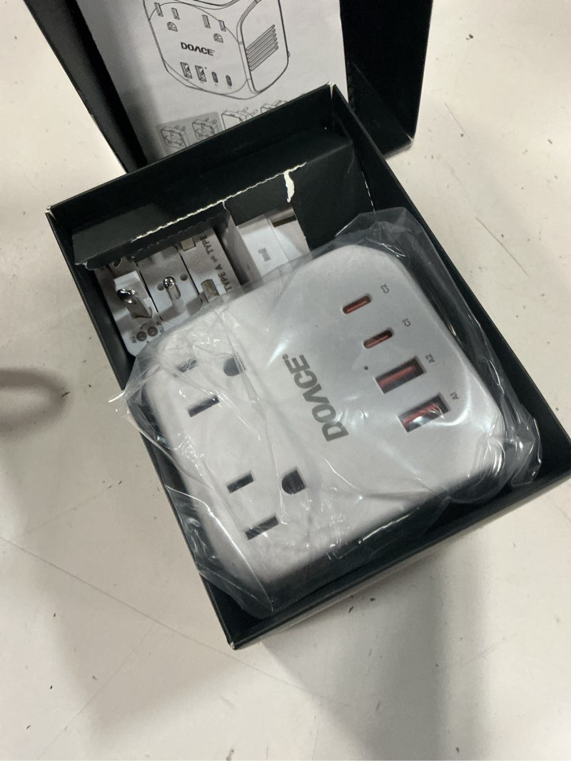 Condition photo showing New/Like New for upgraded 2000w voltage converter us to europe for hair dryer- doace 220v to 110v converter for european travel, power converter adapter combo with 2 pd/2 qc & uk/au/us/it/european travel plug adapters white