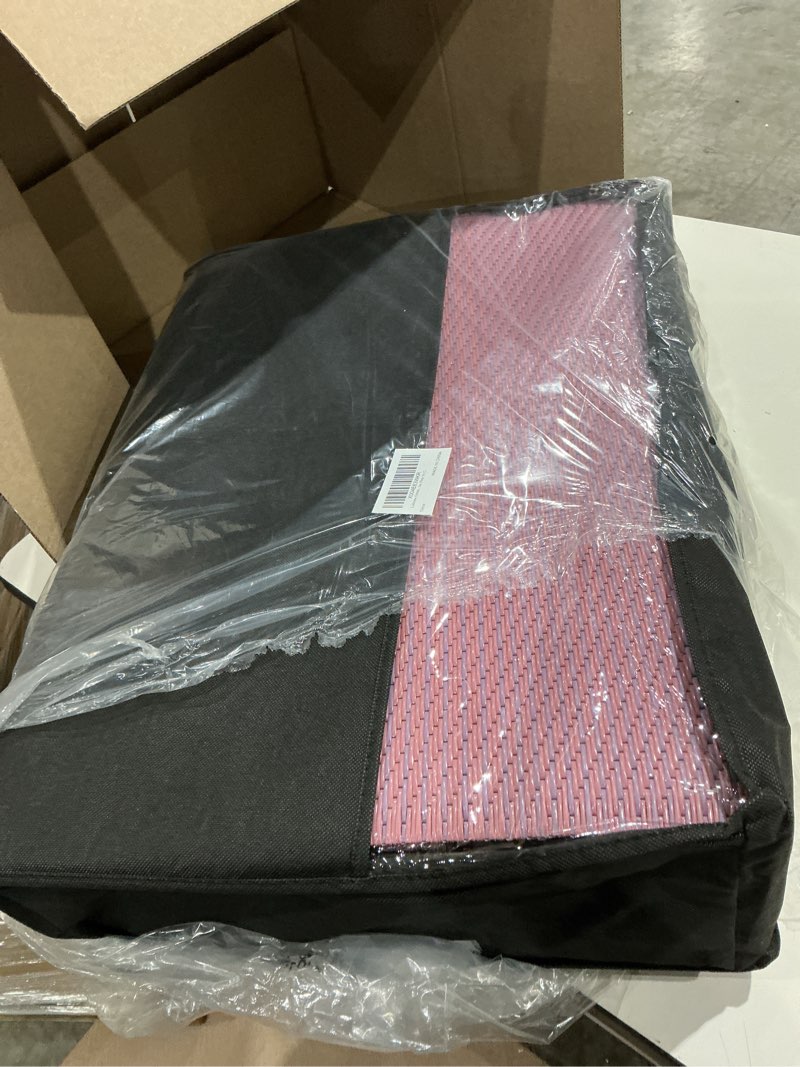 Condition photo showing Good Condition for lahome 9x12 pink outdoor pool picnic rug, pink blue beach camping rugs | outside your rv, waterproof plastic straw stain resistant deck carpets for patio porch decor, pink blue 9'x12' 9' x 12' (rectangular) blue pink-afterglow