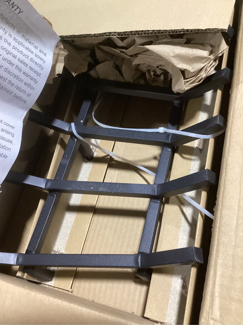 Condition photo showing Good Condition for Mr IRONSTONE Fireplace Grate Fireplace Log Holder Solid Steel Heavy Duty Firewood Log Burning Rack Fire Grates for Outdoor Kindling Tools Pit Indoor Wrought Iron Wood Stove 17 inch
