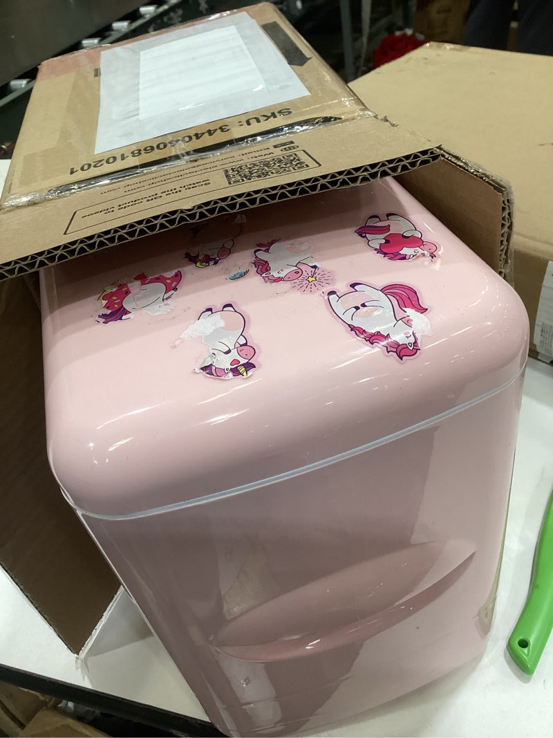 Condition photo showing As Is for Antarctic Star 4L/6 Cans Compact Refrigerator,Portable Mini Fridge Skin Care,Cooler and Warmer for Bedroom,Car,Office & Dorm, Small Cooler for Cosmetics/Beverage/Food,PINK Pink Plus Warmer