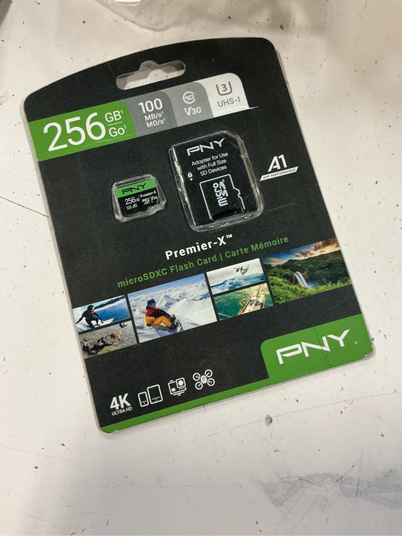 Condition photo showing New/Like New for pny 256gb premier-x class 10 u3 v30 microsdxc flash memory card - 100mb/s, class 10, u3, v30, a1, 4k uhd, full hd, uhs-i, micro sd flash card 256gb