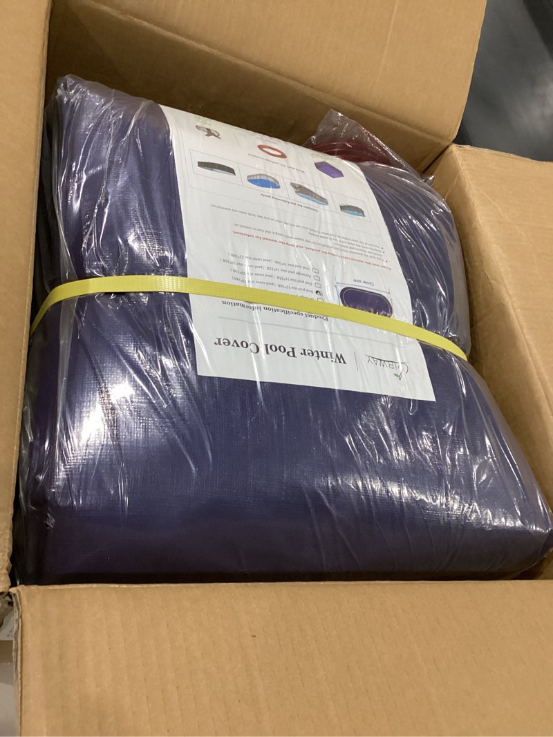 Condition photo showing New/Like New for UIRWAY Upgraded 15x30 ft Oval Winter Pool Cover- 200gsm Heavy Duty Fabric Pool Cover for Above Ground Pools, Extra Thick & Durable, Cold and UV Resistant, Includes Winch and Cable Set 15x30 ft Oval Pool Cover PE-Blue(Oval)