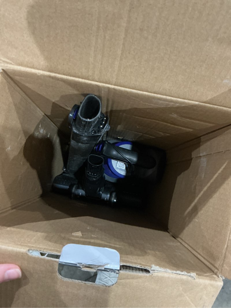 Condition photo showing As Is for shark - pet cordless stick vacuum with xl dust cup, led headlights - blue iris