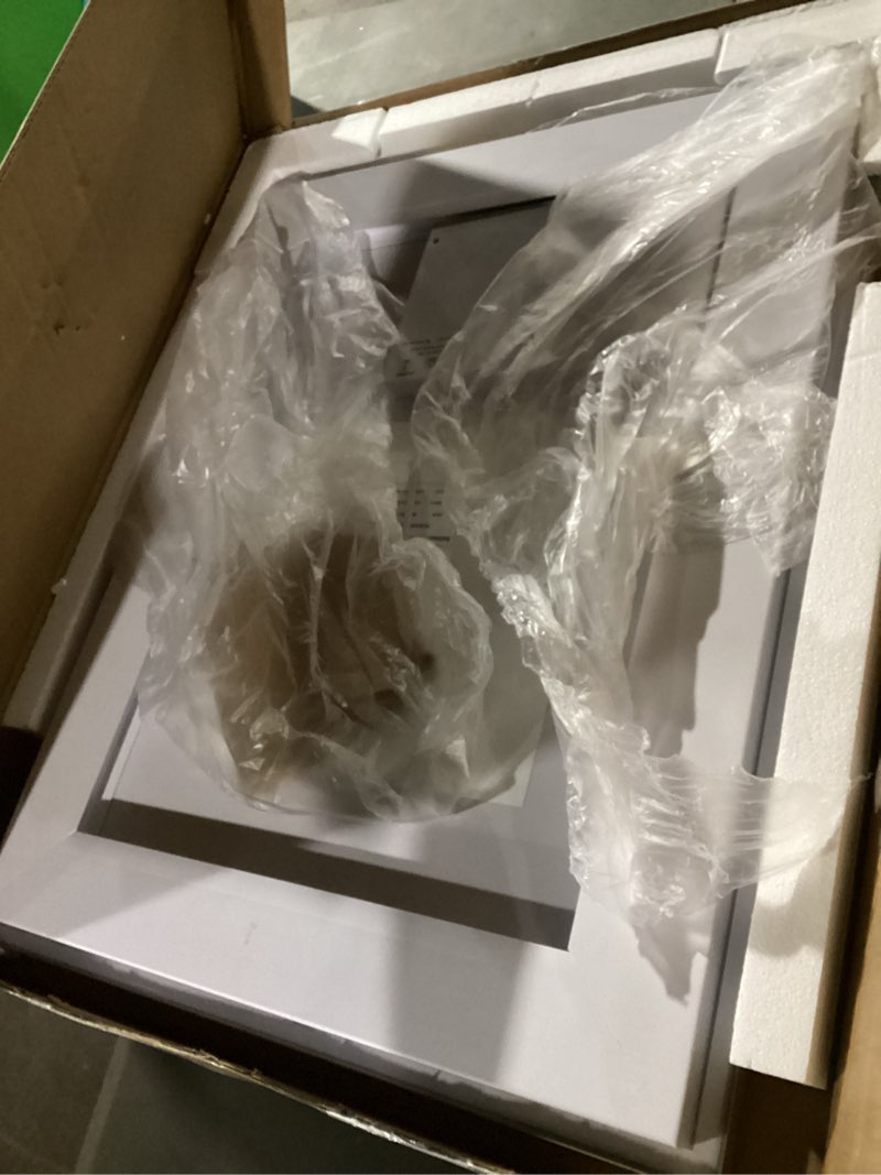 Condition photo showing As Is for TETOTE 24 x 30 Bathroom Mirror Brushed Gold Metal Frame Frontlit & Backlit Vanity Mirror 3 Colors White/Warm/Natural Stepless Dimmable Anti-Fog Bathroom Mirrors for Vanity Wall-Mounted 30"L x 24"W Brushed Gold