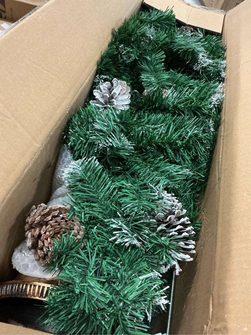 Condition photo showing Good Condition for Christmas 4-Piece Set Wreaths and Wreaths Battery Box Powered LED Lights, Set of 2 Entrance Trees, White Lights, Green