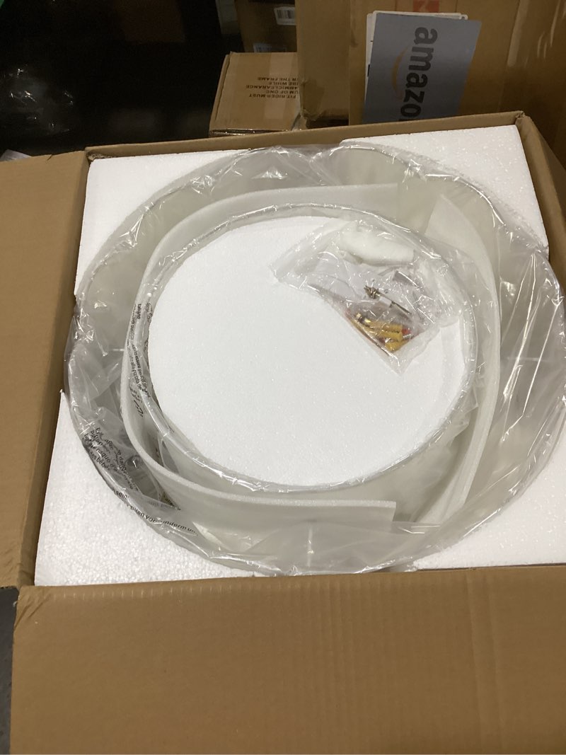 Condition photo showing New/Like New for ceiling fan with light, 20" flush mount boho ceiling fans with lights remote control, low profile drum fabric with 6 speeds for bedroom,nursery,living room