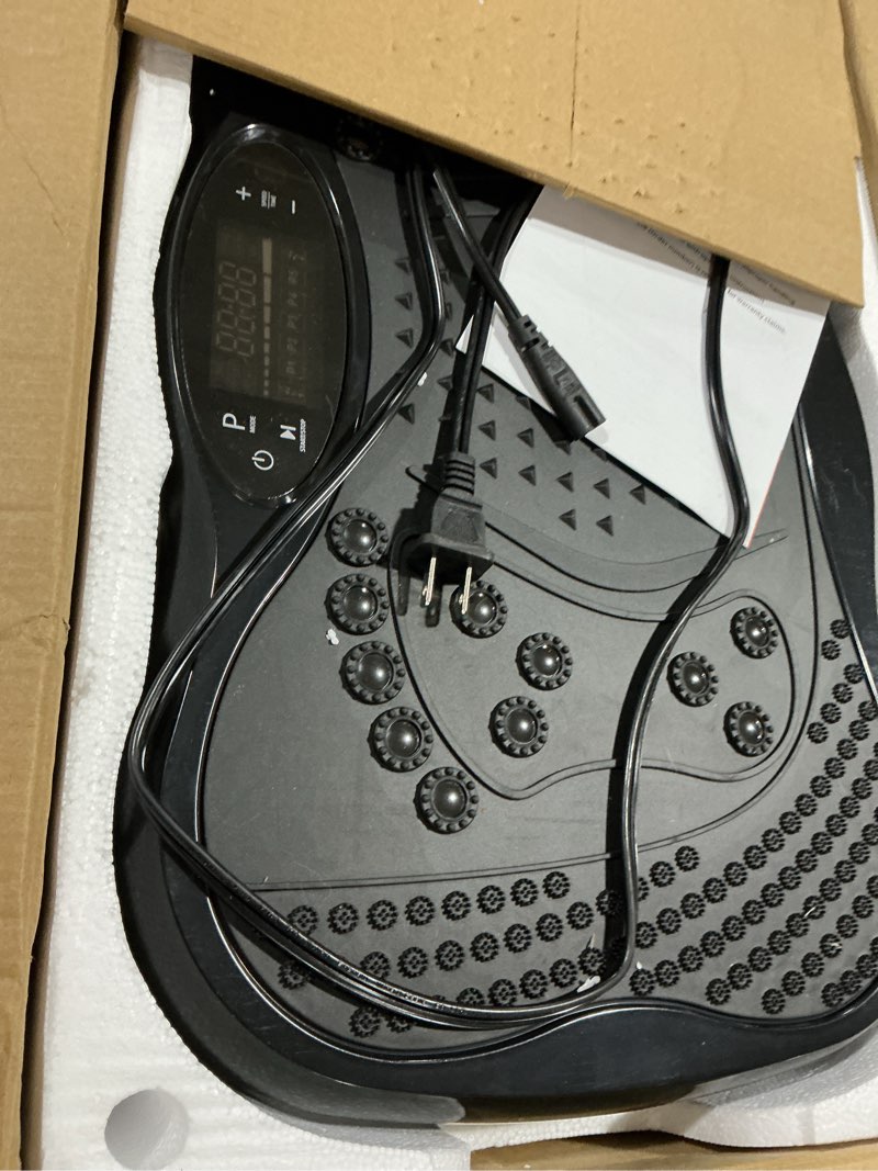 Condition photo showing Good Condition for vibration plate exercise machine, 130 levels full body workout vibrating plate for lymphatic drainage weight loss, 450 lbs capacity shake platform with resistance bands bluetooth for women men