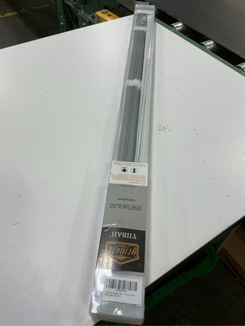 Condition photo showing New/Like New for yiibaii mini blinds suitable for 35" w x 64" h windows 1" aluminum horizontal venetian blinds darkening with rope and pole can mounted inside or outside white 35"w x 64"h